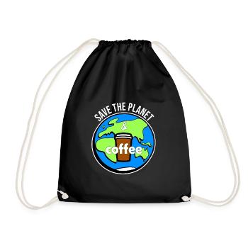 sauver la planète et le café - Sac de sport léger - noir - Devant