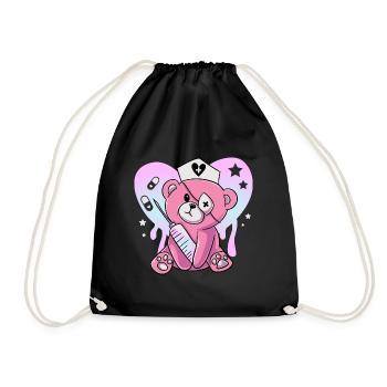 Paramedic Bear Japanese Pastel Goth Kawaii - Drawstring Bag - black - Front