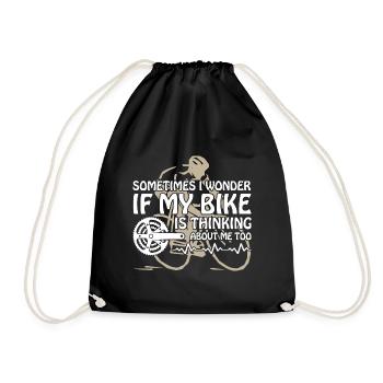 Wonder if My Bike Thinking About me Cycling - Drawstring Bag - black - Front