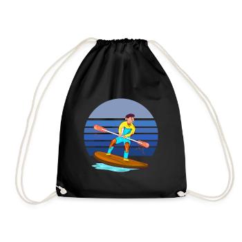 Paddleboarding Blue Retro - Drawstring Bag - black - Front