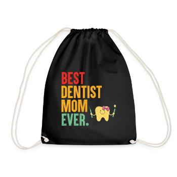 Beste Zahnarztmutter aller Zeiten Zahnmedizin Mutter Dent - Turnbeutel - Schwarz - Vorne