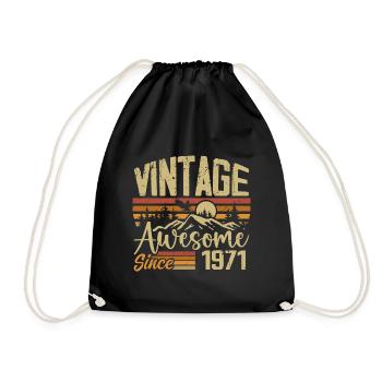 Vintage 1971 Retro Birthday Gift 1971 - Drawstring Bag - black - Front