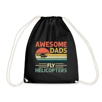 Awesome Dads Fly Helicopters Aviator Helicopter Pi - Drawstring Bag - black - Front