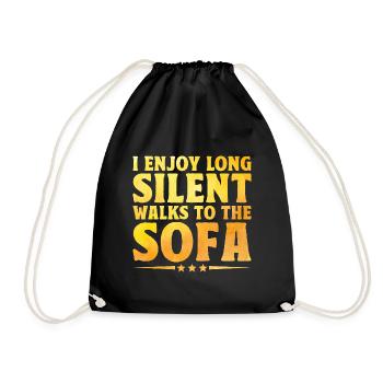 I Enjoy Long Silent Walks To The Sofa Sayings For - Drawstring Bag - black - Front