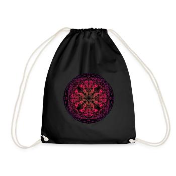 Magisches Mandala Motiv Esoterik Goa Trance Yoga - Turnbeutel - Schwarz - Vorne