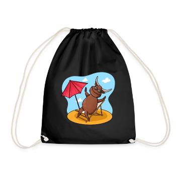 Highland Cow Beach - Drawstring Bag - black - Front