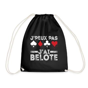 Je Peux Pas J'ai Belote Humour Cadeau Belote - Sac de sport léger - noir - Devant
