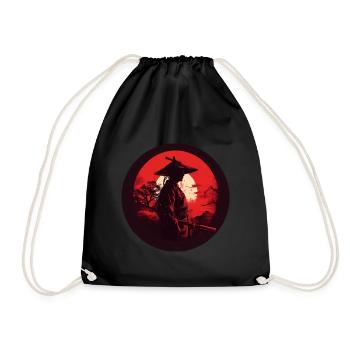 Samouraï à l’épée katana rouge silhouette de soleil - Sac de sport léger - noir - Devant