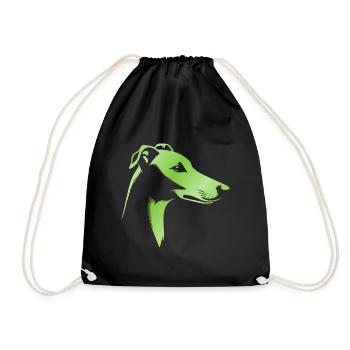 Greyhound Greyhound, Dog Head, Drawing Green - Drawstring Bag - black - Front