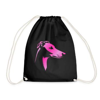 Greyhound greyhound, dog head, pink drawing - Drawstring Bag - black - Front