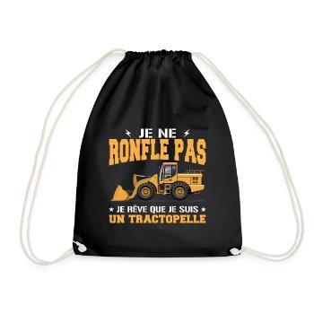 Construction machine Backhoe loader Snorer - Drawstring Bag - black - Front