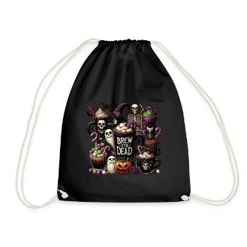 Halloween Coffee Drink Creepy Fun Coffee Mugs - Drawstring Bag - black - Front