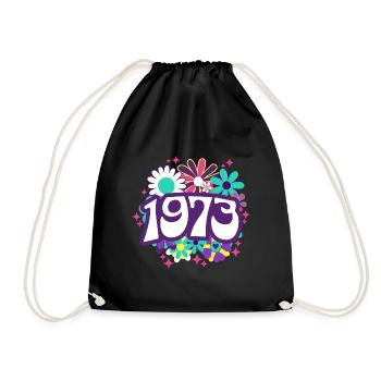 Birthday Party Woman 1973 50 Years Anniversary - Drawstring Bag - black - Front