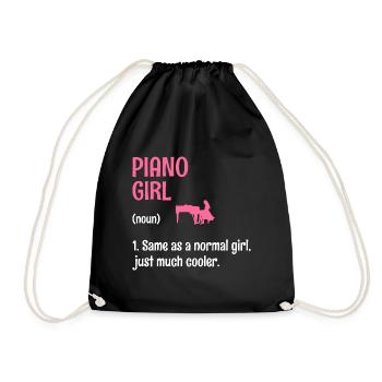 Piano Girl Wie Ein Normales Mädchen, Nur viel Cooler - Turnbeutel - Schwarz - Vorne