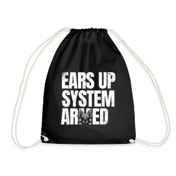 Ears Up System Armed German Shepherd Lover GSD Dog - Drawstring Bag - black - Front