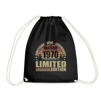 Millésime Mars 1970 Anniversaire - mars 1970 - Sac de sport léger - noir - Devant