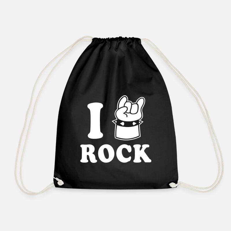 I love rock - Drawstring Bag - black