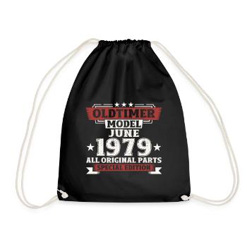 OIdtimer June 1979 Vintage 1979 Birthday 1979 - Drawstring Bag - black - Front