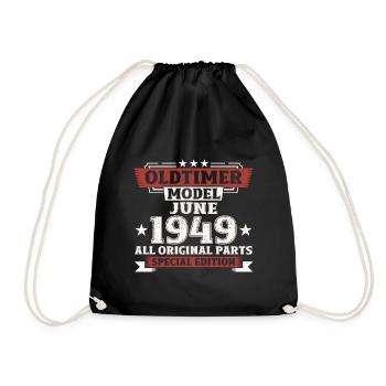 Oldtimer Juni 1949 Jahrgang 1949 Geburtstag 1949 - Turnbeutel - Schwarz - Vorne