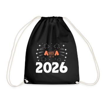 Frohes Neues Jahr 2026 Couponer Shopper Geld sparen - Turnbeutel - Schwarz - Vorne