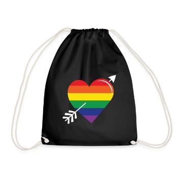 Arrow Rainbow Heart Pride - Drawstring Bag - black - Front