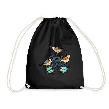 Vogelbeobachtung Vogelfreund Fernglas Ornithologe - Turnbeutel - Schwarz - Vorne