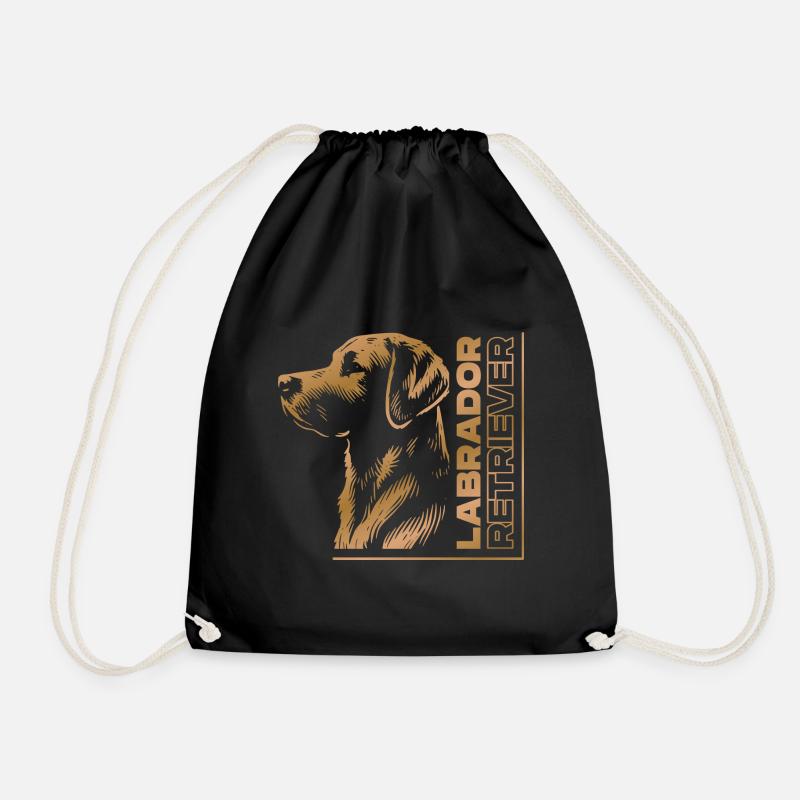 Labrador Zeichnung Kopf gold - Turnbeutel - Schwarz