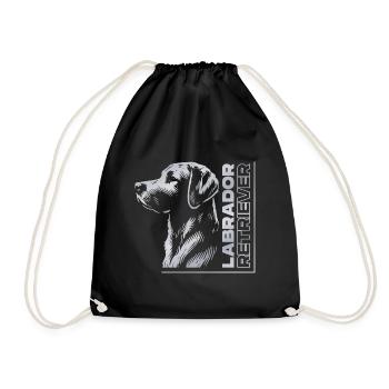 Tête de dessin Labrador argent - Sac de sport léger - noir - Devant