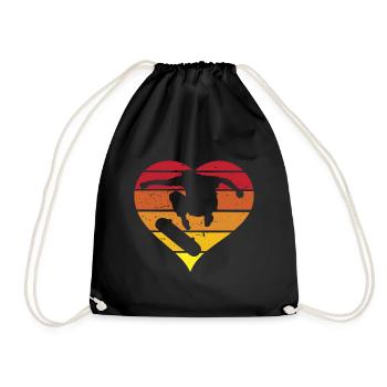 Skateboard retro heart - Drawstring Bag - black - Front