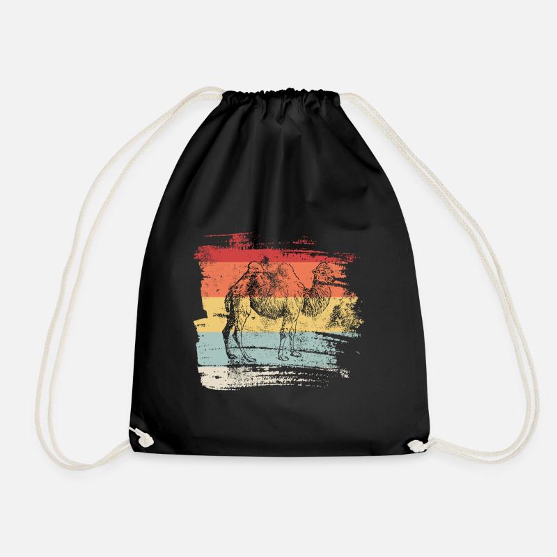 camel - Drawstring Bag - black
