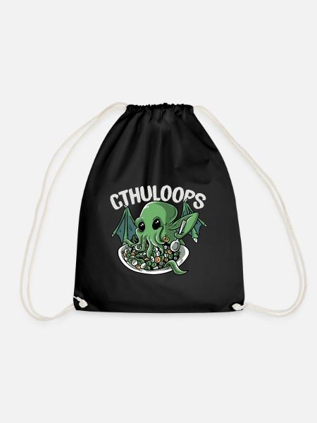 Cthuloops Kawaii Cthulhu Mythos Müsli-Parodie - Turnbeutel - Schwarz