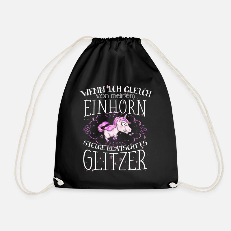 Einhorn - Glitzer - Turnbeutel - Schwarz