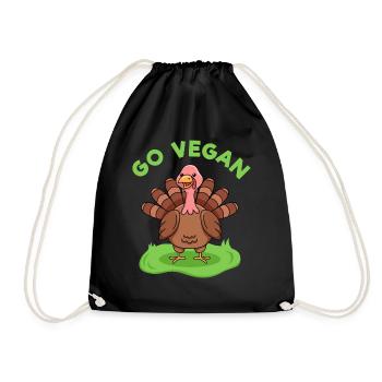 Truthahn-Design für stolze Veganer - Turnbeutel - Schwarz - Vorne