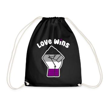 Love Wins Asexual Pride Fist Design for Equality - Drawstring Bag - black - Front