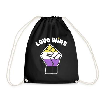 L’amour gagne le poing de fierté non binaire pour l’égalité - Sac de sport léger - noir - Devant