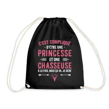 Hunter Hunting Deer Princess Gift Huntress - Drawstring Bag - black - Front