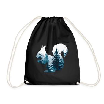 Squirrel Forest Nature - Drawstring Bag - black - Front