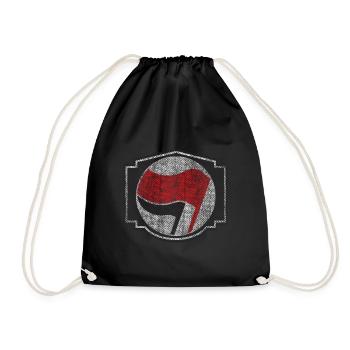 FLAGGEN DER ANTIFASCHISTISCHEN AKTION ANTIFASCHIST - Turnbeutel - Schwarz - Vorne