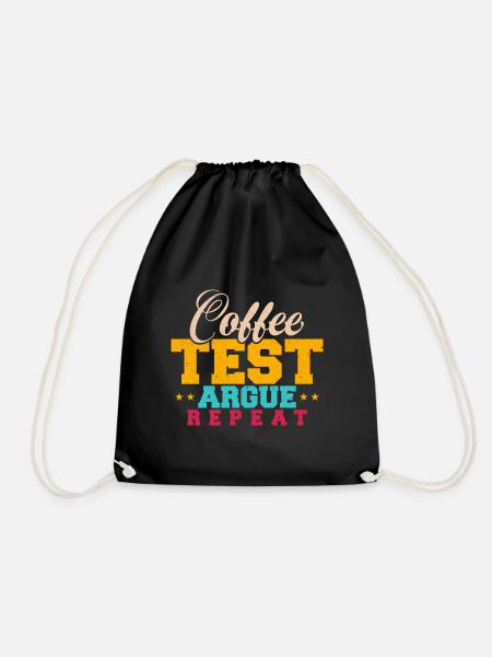 QA Tester - Kaffee, Test, Argue, Wiederholen - Turnbeutel - Schwarz
