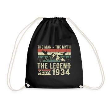Retro 1934 Vintage - 1934 Birthday Gift - Drawstring Bag - black - Front