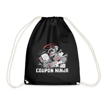 Coupon Ninja Couponer Shopper Save Money Couponing - Drawstring Bag - black - Front