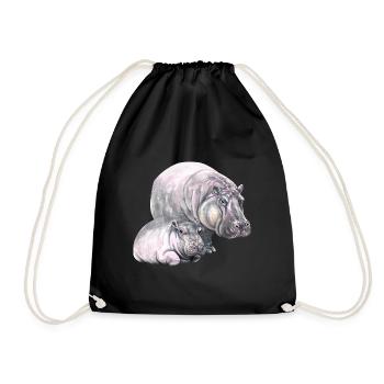 Hippo hippo-hippopotame t-shirt idée cadeau - Sac de sport léger - noir - Devant
