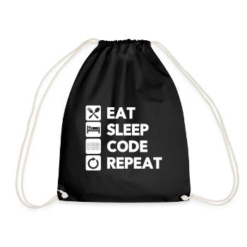 Eat Sleep Code Repeat Coder Programmer Software De - Turnbeutel - Schwarz - Vorne