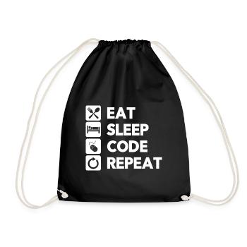 Eat Sleep Code Repeat Coder Programmer Software De - Turnbeutel - Schwarz - Vorne