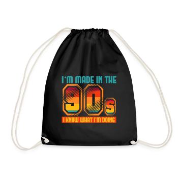 I'm Made In The 90s, I Know What I'm Doing - Drawstring Bag - black - Front