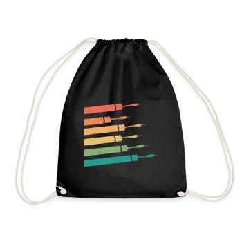 Retro Graphic Dart Player Darts Dartboard Bullseye - Drawstring Bag - black - Front