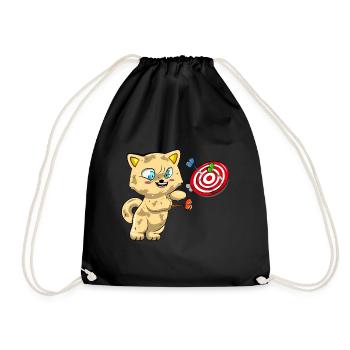 Cat Playing Darts - Drawstring Bag - black - Front