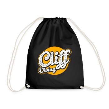 Retro Graphic Cliff Diver Cliff Diving Tombstoning - Drawstring Bag - black - Front