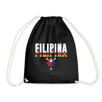 Filipina Flag Philippines Manila Filipino GIft - Drawstring Bag - black - Front