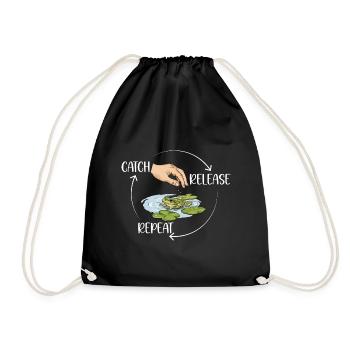 Catch Release Repeat Frog Catching Adventure - Drawstring Bag - black - Front
